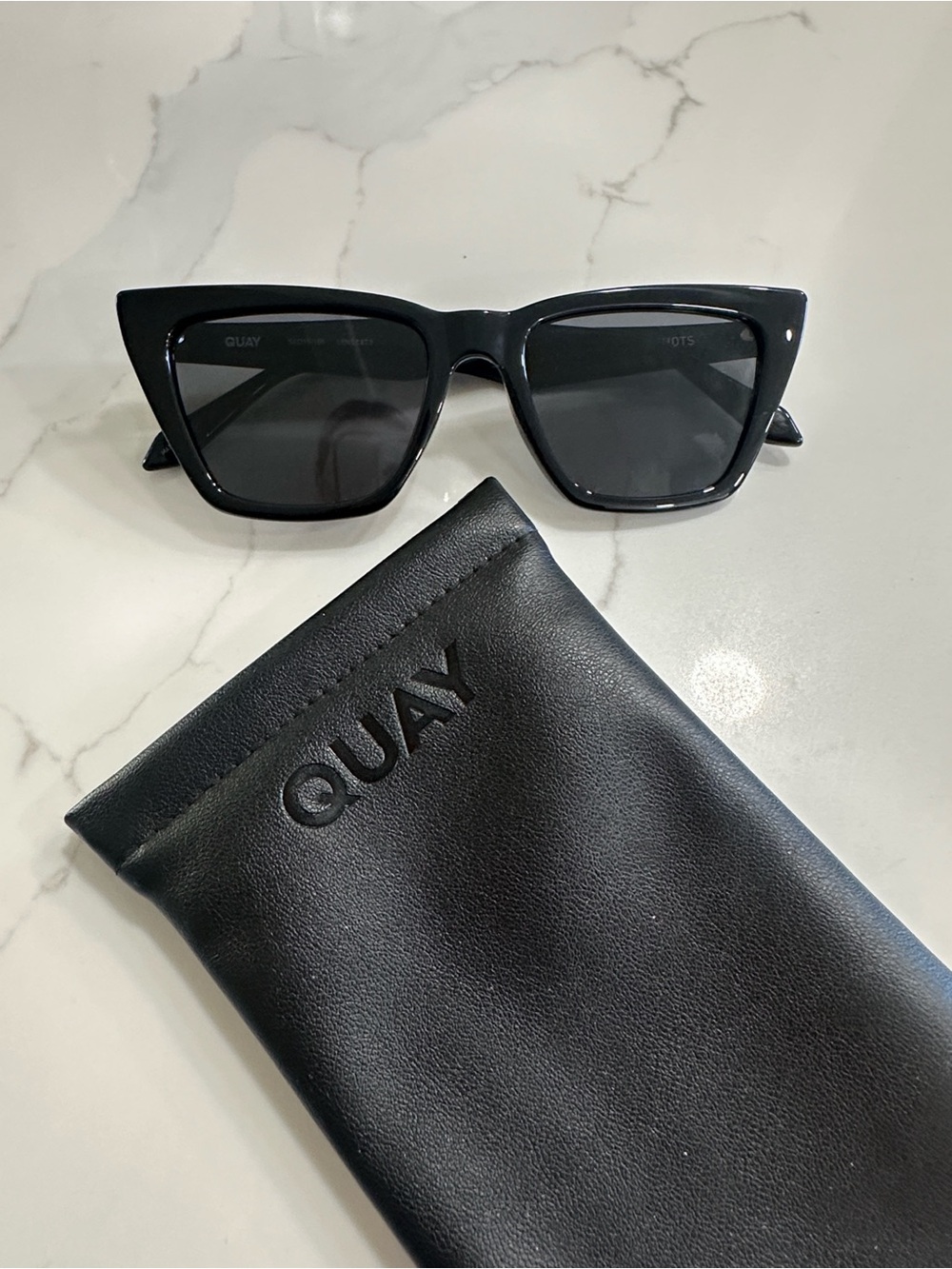 Quay Australia Black Cat-Eye Sunglasses with Case